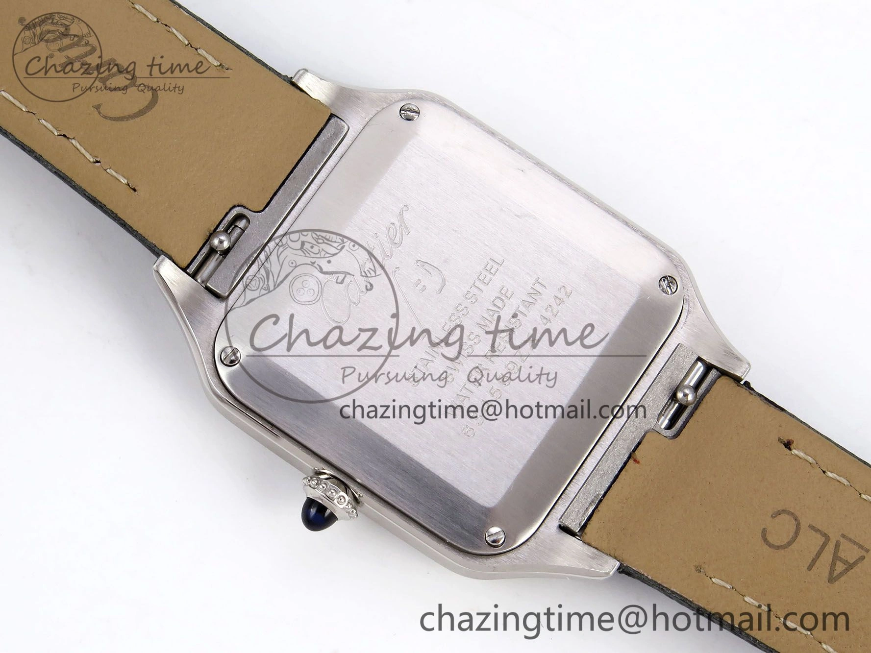 Santos Dumont 27.5mm SS AF 1:1 Best Edition Silver Dial on Black Leather Strap A157