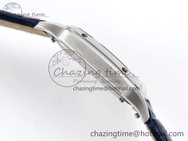 Santos Dumont 27.5mm SS AF 1:1 Best Edition Silver Dial on Blue Croco Strap A157
