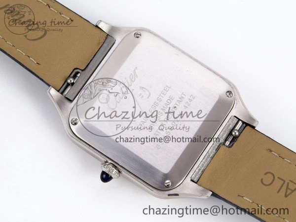 Santos Dumont 27.5mm SS AF 1:1 Best Edition Silver Dial on Blue Croco Strap A157