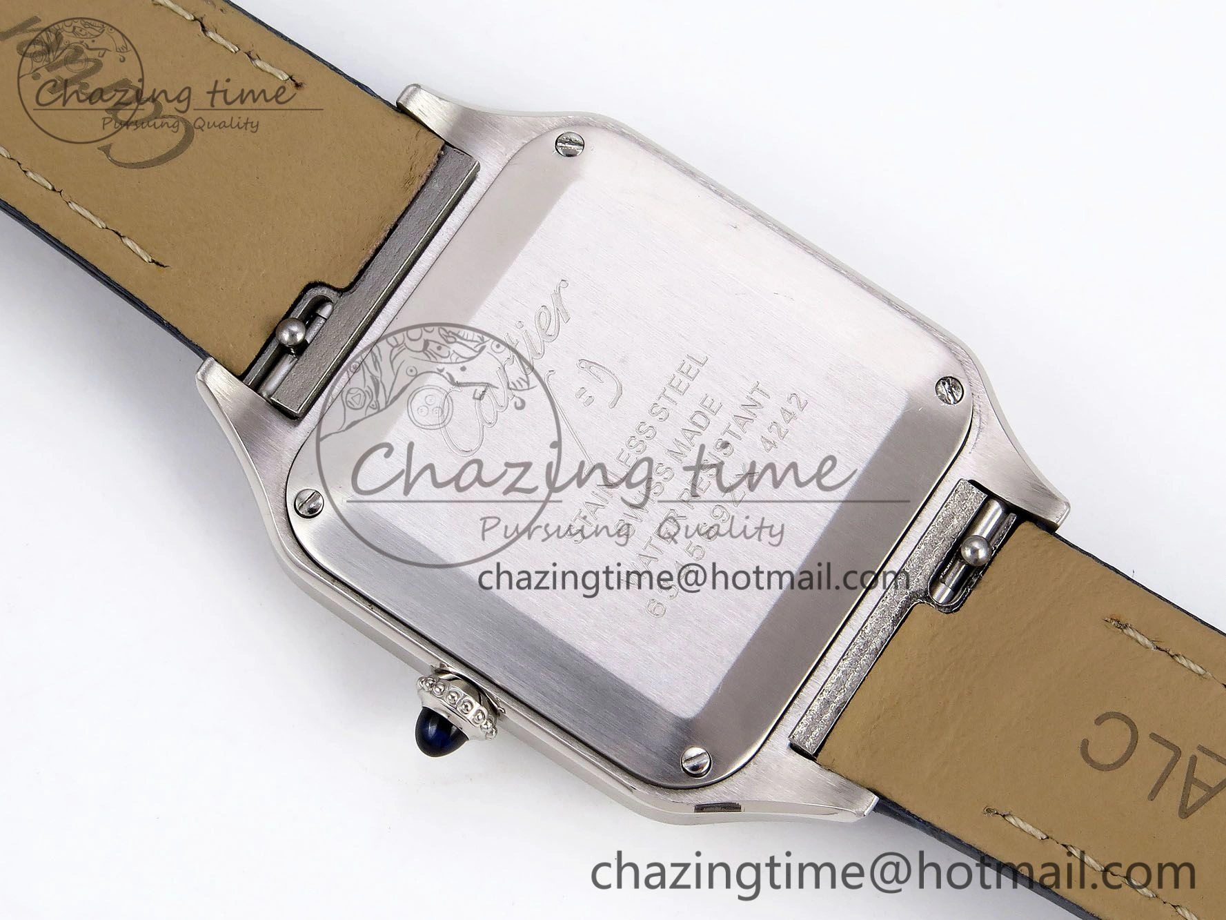Santos Dumont 27.5mm SS AF 1:1 Best Edition Silver Dial on Blue Croco Strap A157