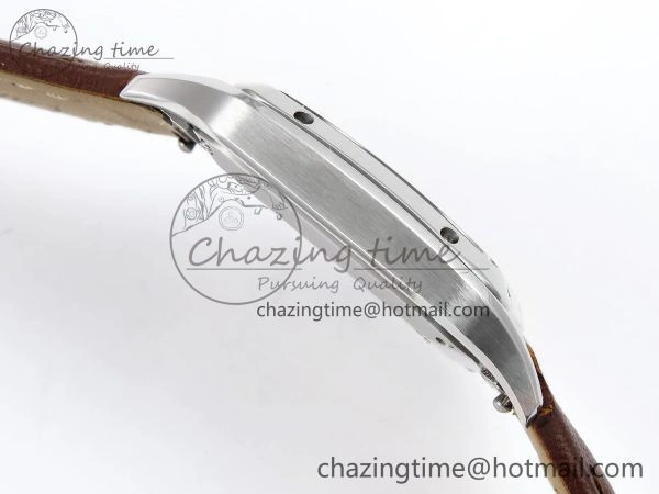 Santos Dumont 27.5mm SS AF 1:1 Best Edition Silver Dial on Brown Leather Strap A157