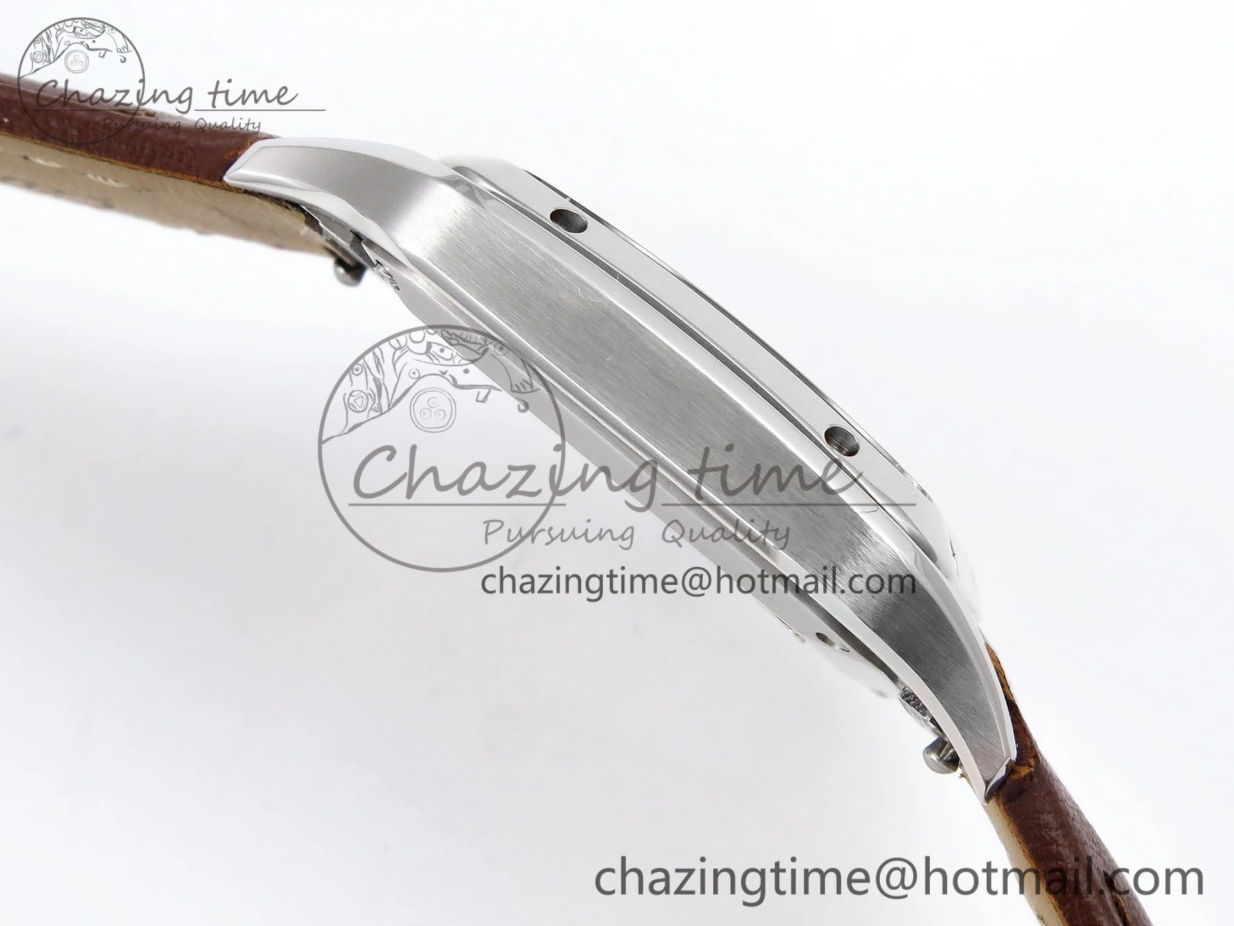 Santos Dumont 27.5mm SS AF 1:1 Best Edition Silver Dial on Brown Leather Strap A157