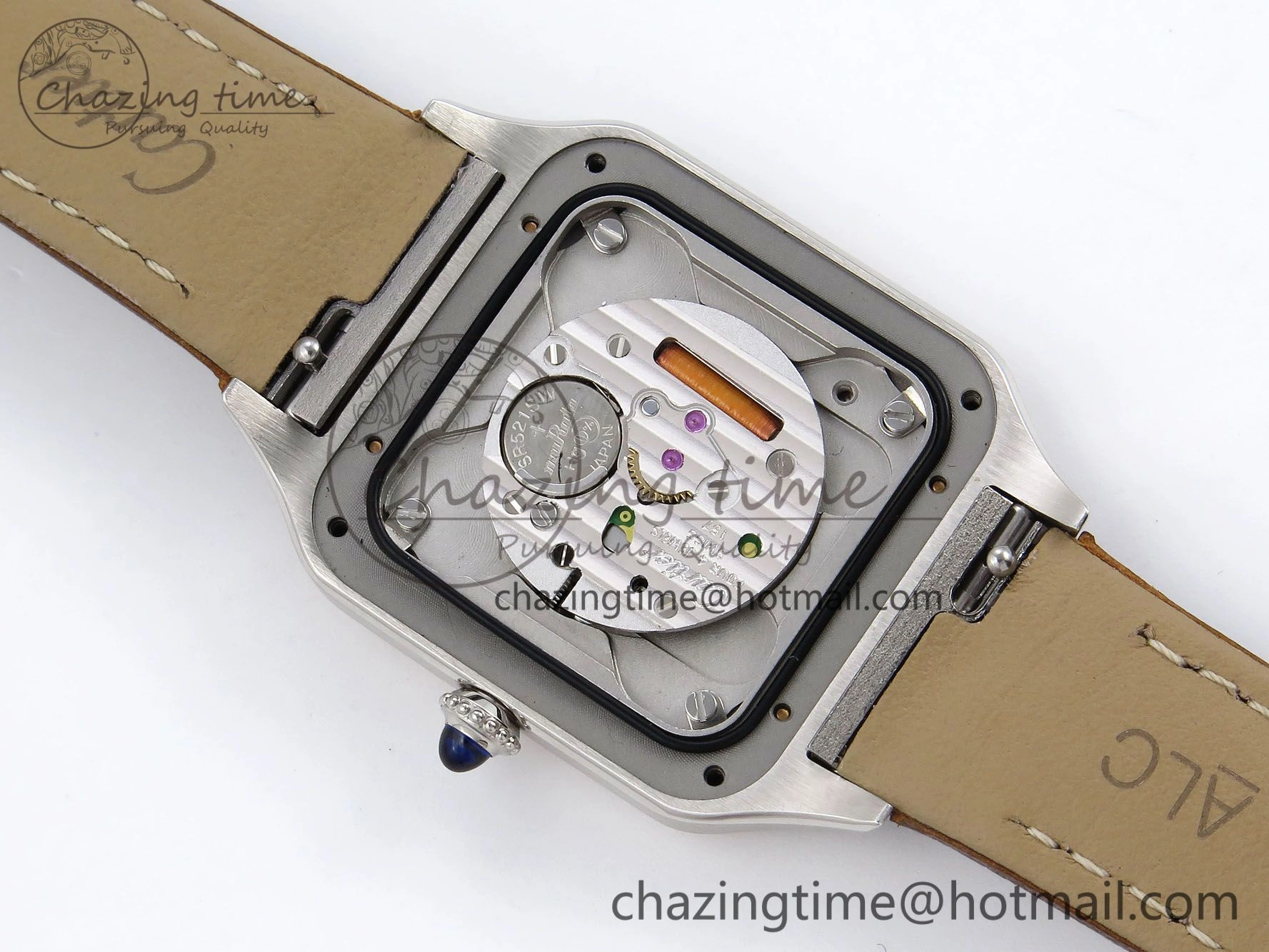 Santos Dumont 27.5mm SS AF 1:1 Best Edition Silver Dial on Brown Leather Strap A157