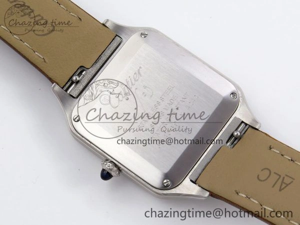 Santos Dumont 27.5mm SS AF 1:1 Best Edition Silver Dial on Brown Leather Strap A157