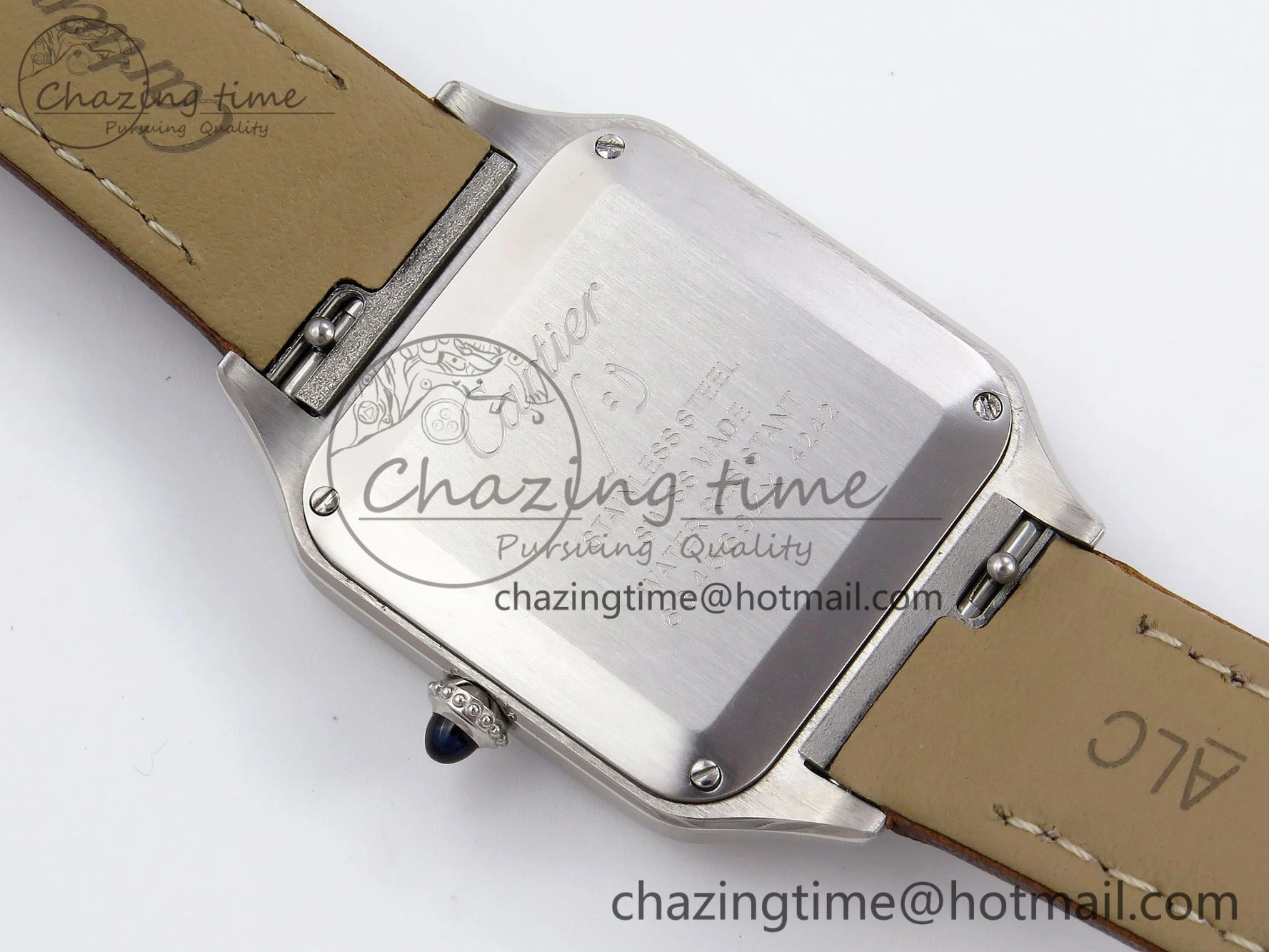 Santos Dumont 27.5mm SS AF 1:1 Best Edition Silver Dial on Brown Leather Strap A157