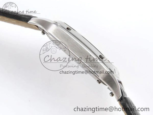 Santos Dumont 27.5mm SS AF 1:1 Best Edition Silver Dial on Gray Croco Strap A157