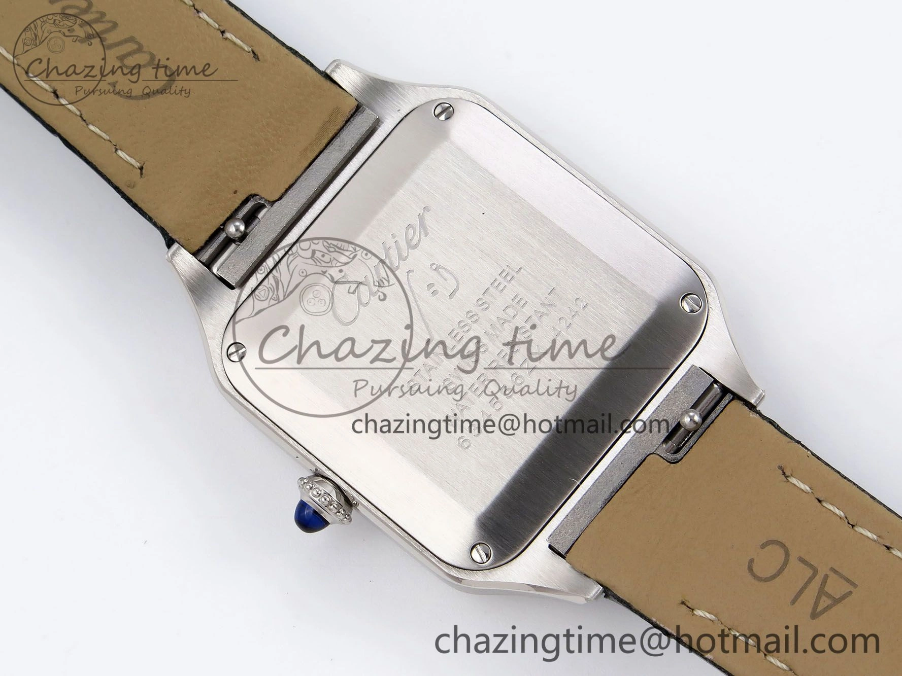 Santos Dumont 27.5mm SS AF 1:1 Best Edition Silver Dial on Gray Croco Strap A157