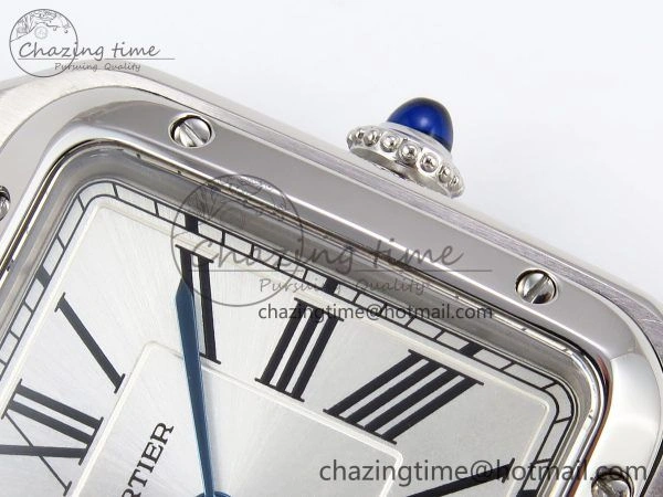 Santos Dumont 27.5mm SS AF 1:1 Best Edition Silver Dial on Red Croco Strap A157