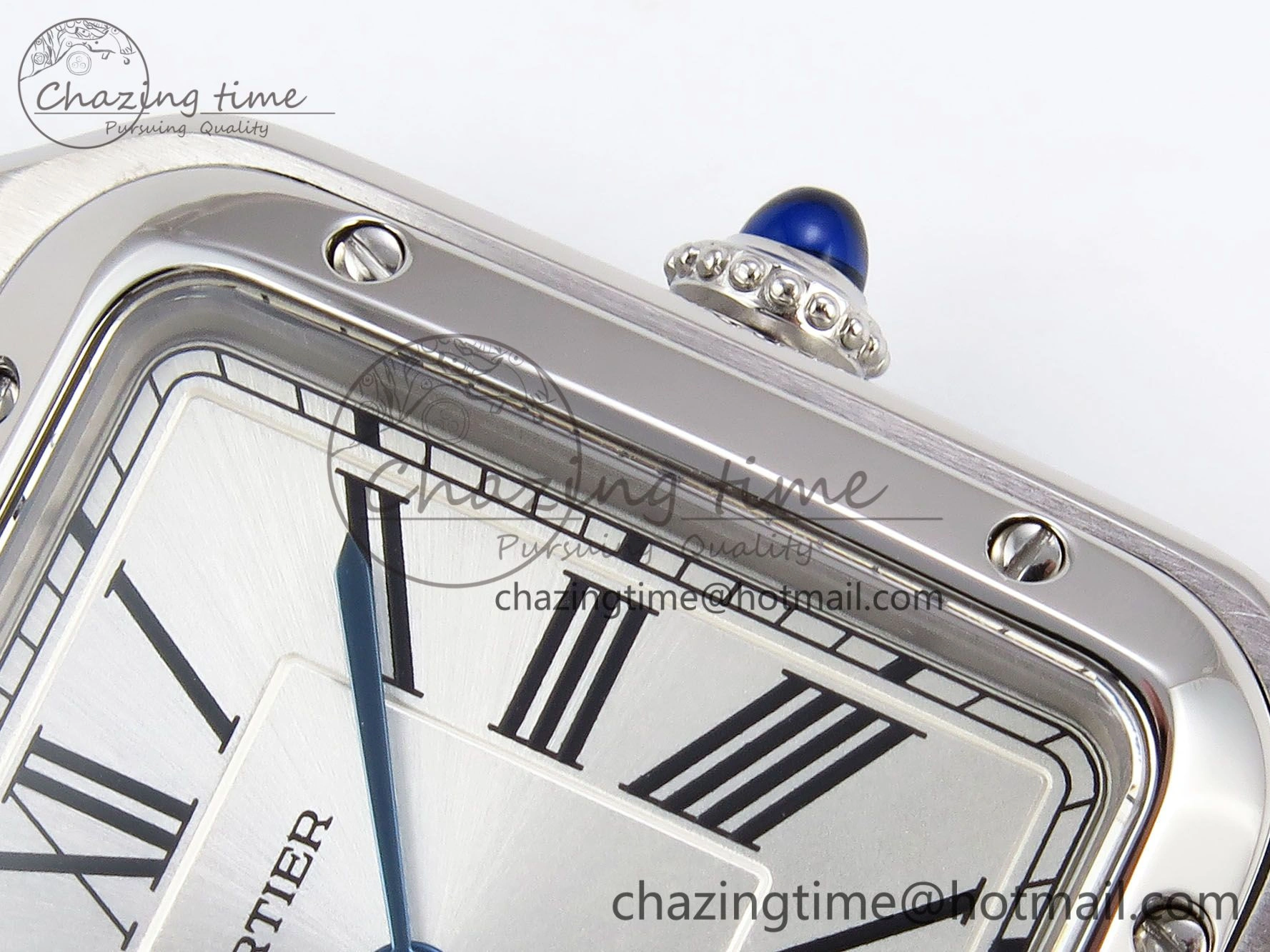 Santos Dumont 27.5mm SS AF 1:1 Best Edition Silver Dial on Red Croco Strap A157