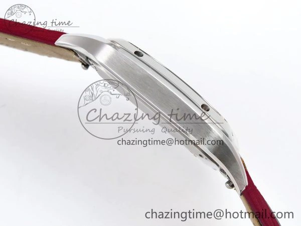 Santos Dumont 27.5mm SS AF 1:1 Best Edition Silver Dial on Red Fabric Strap A157