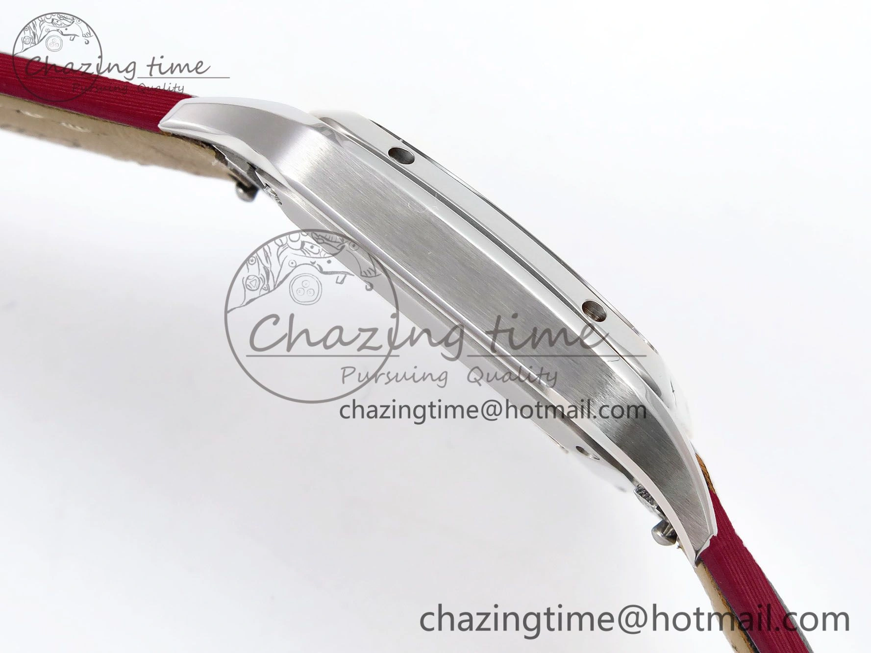 Santos Dumont 27.5mm SS AF 1:1 Best Edition Silver Dial on Red Fabric Strap A157