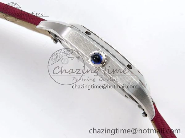 Santos Dumont 27.5mm SS AF 1:1 Best Edition Silver Dial on Red Fabric Strap A157