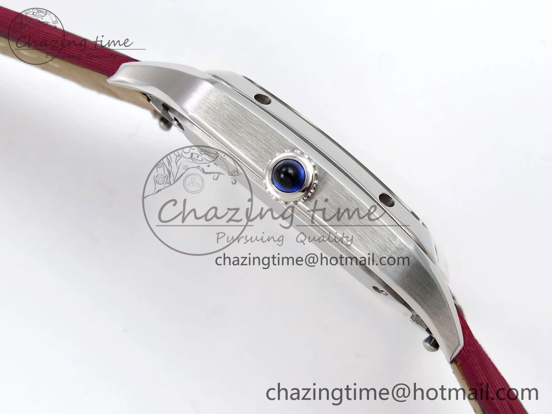 Santos Dumont 27.5mm SS AF 1:1 Best Edition Silver Dial on Red Fabric Strap A157
