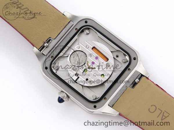 Santos Dumont 27.5mm SS AF 1:1 Best Edition Silver Dial on Red Fabric Strap A157