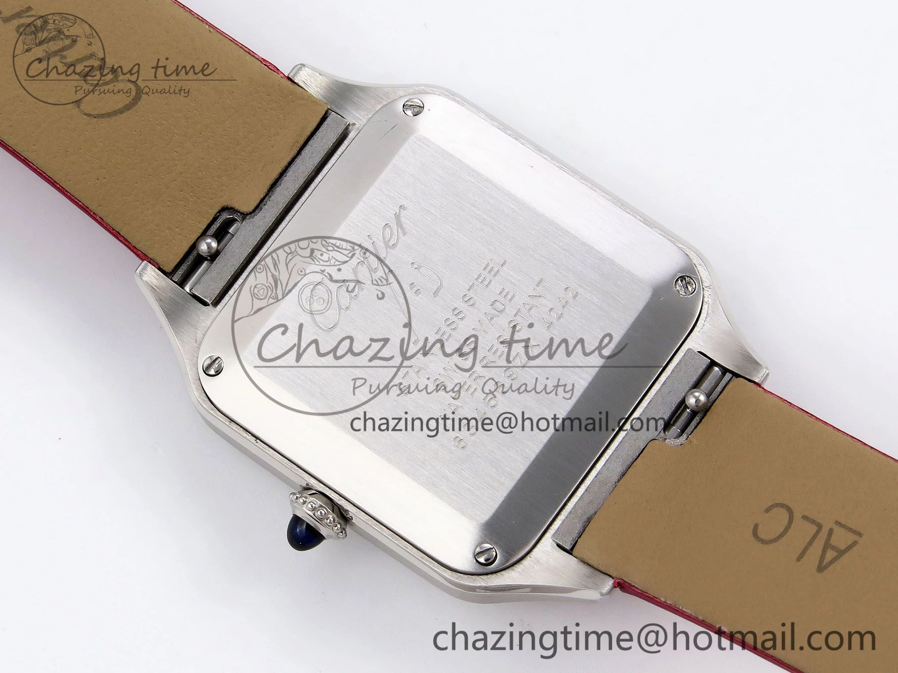 Santos Dumont 27.5mm SS AF 1:1 Best Edition Silver Dial on Red Fabric Strap A157