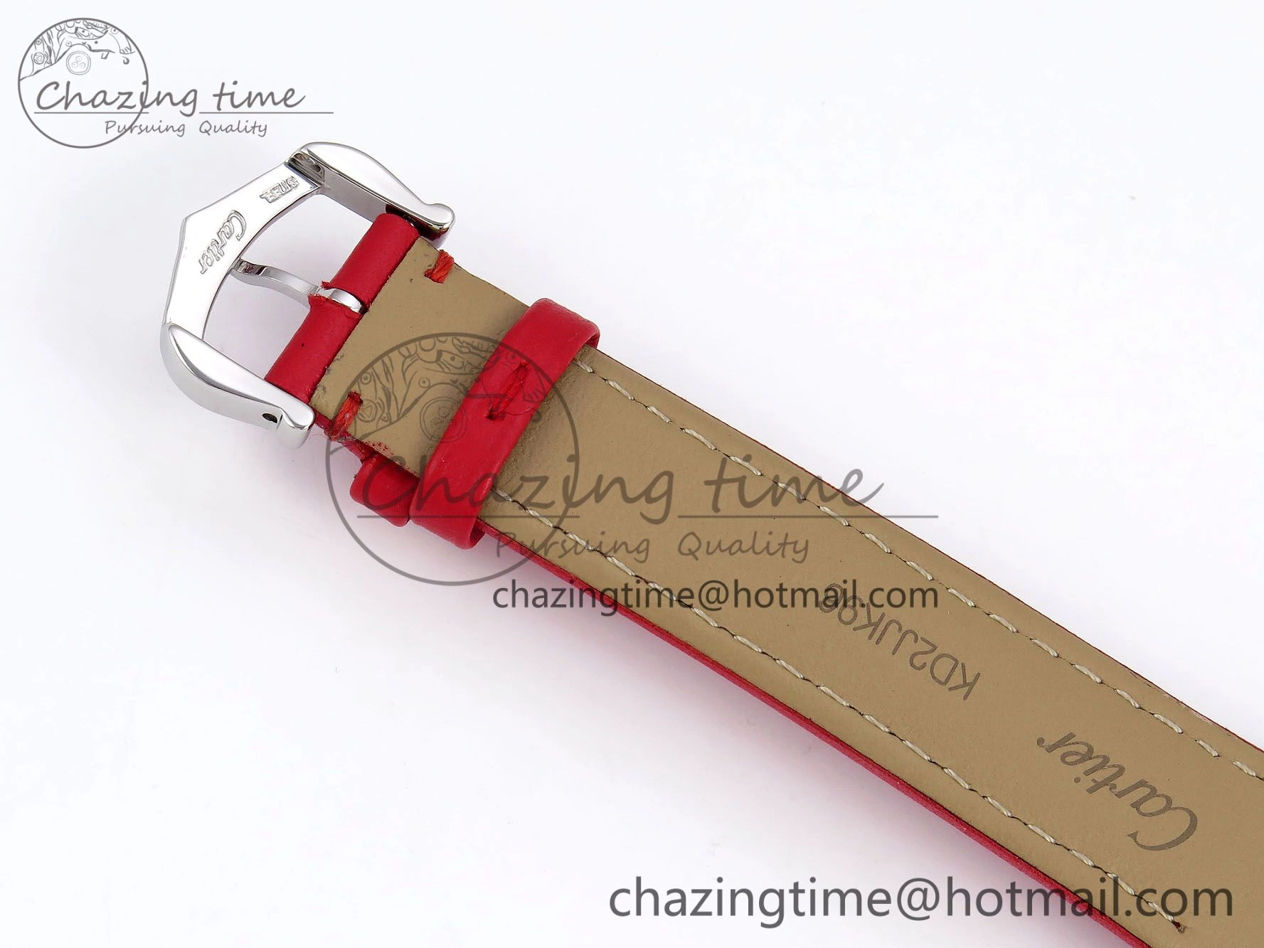 Santos Dumont 27.5mm SS AF 1:1 Best Edition Silver Dial on Red Leather Strap A157