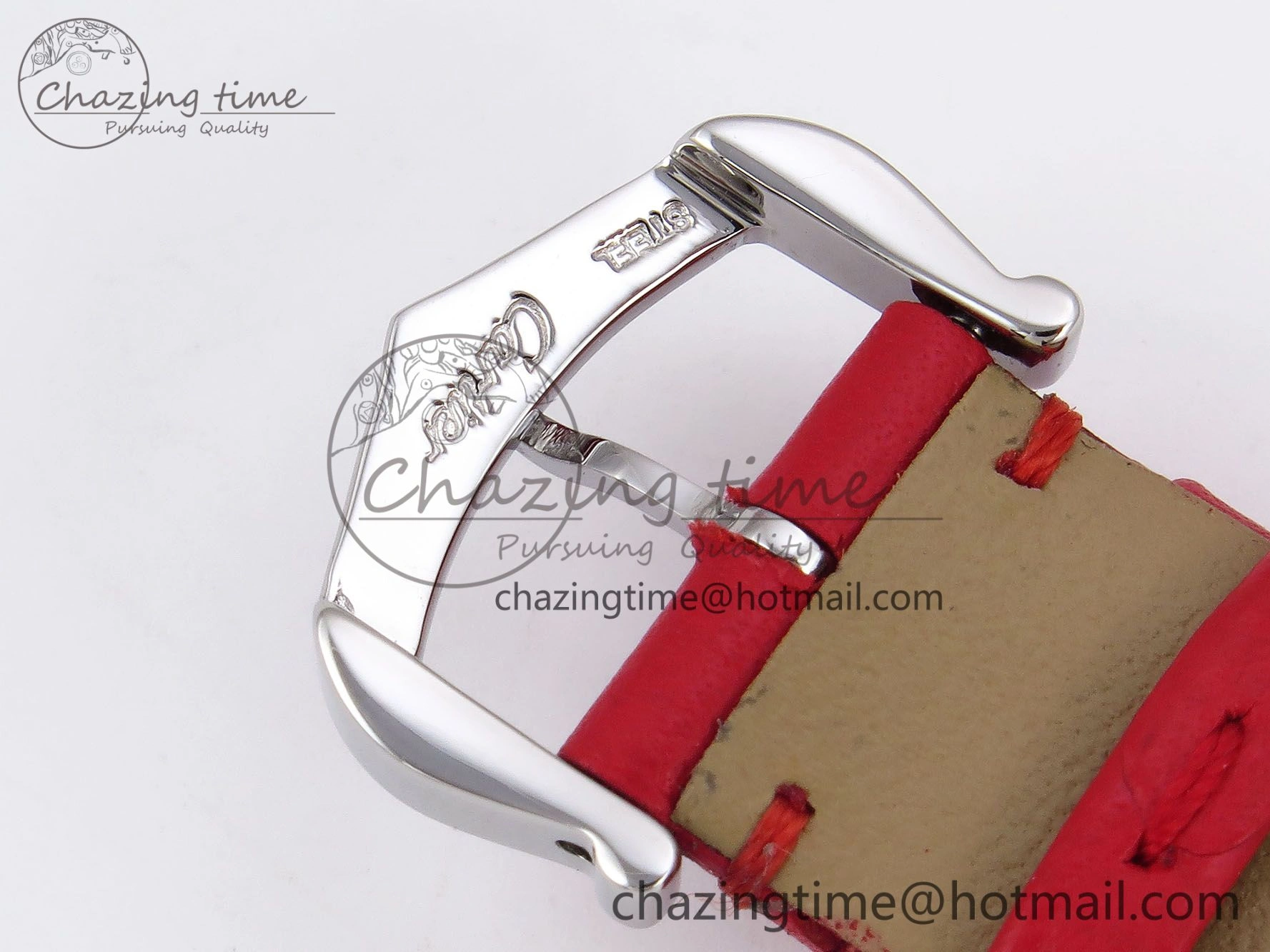 Santos Dumont 27.5mm SS AF 1:1 Best Edition Silver Dial on Red Leather Strap A157