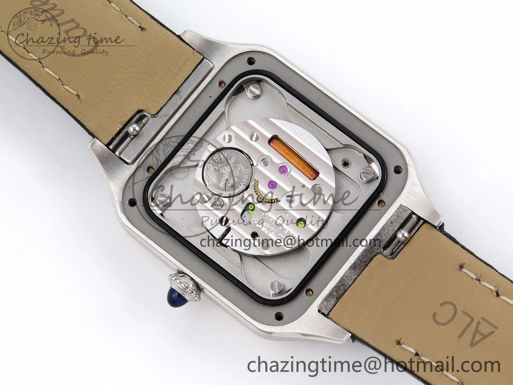 Santos Dumont 27.5mm SS RG AF 1:1 Best Edition Silver Dial on Black Croco Strap A157