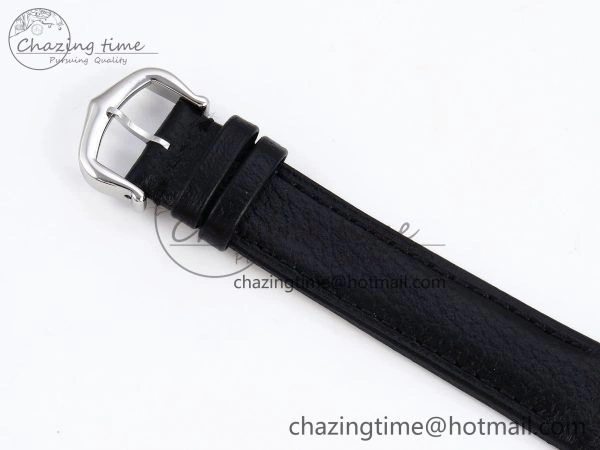 Santos Dumont 27.5mm SS RG AF 1:1 Best Edition Silver Dial on Black Leather Strap A157