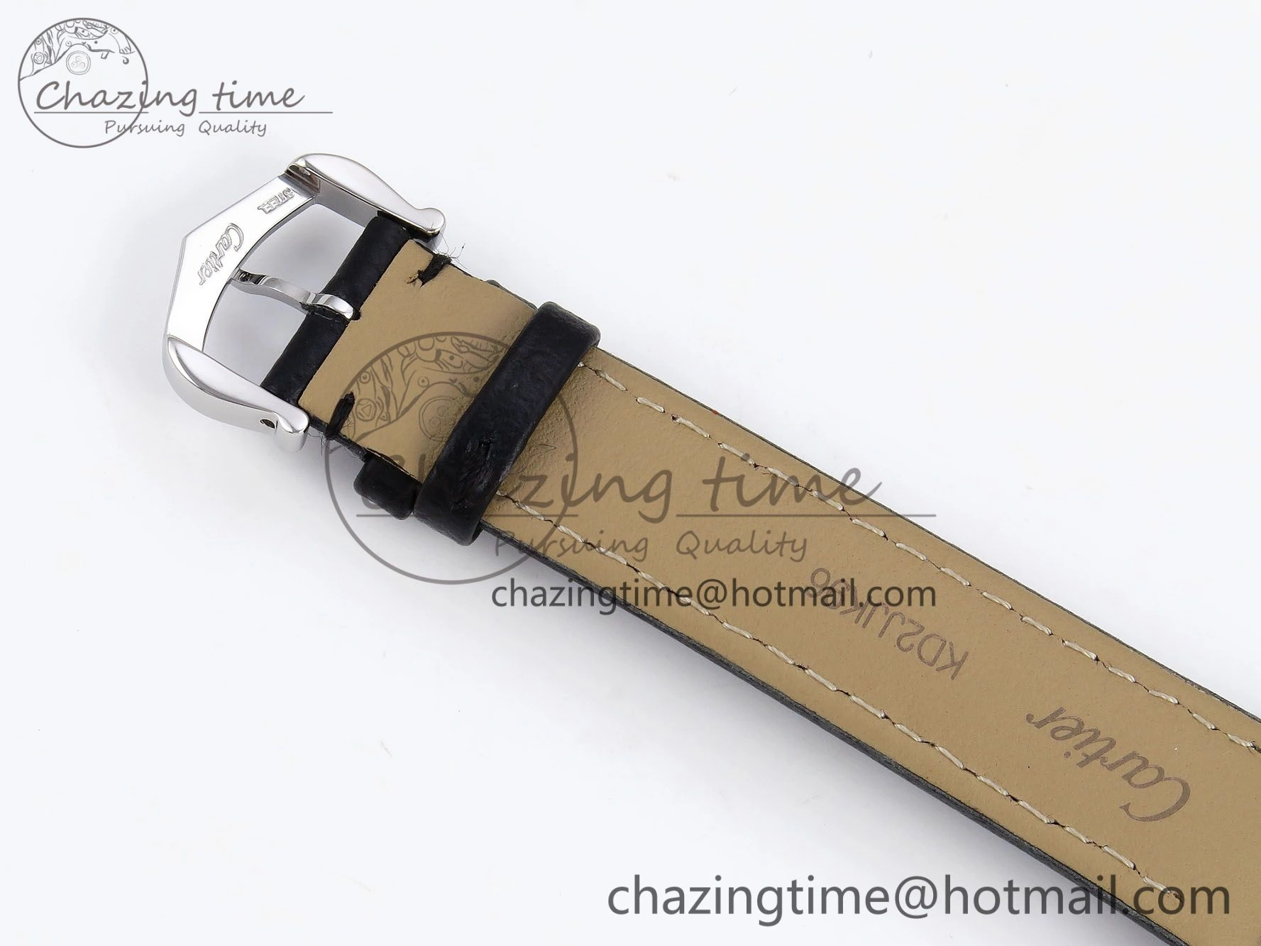 Santos Dumont 27.5mm SS RG AF 1:1 Best Edition Silver Dial on Black Leather Strap A157