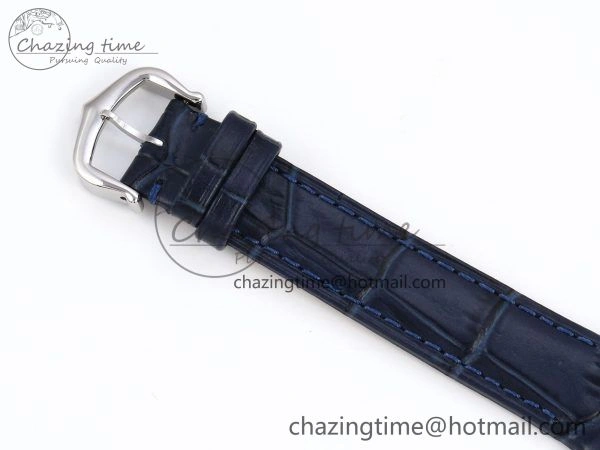 Santos Dumont 27.5mm SS RG AF 1:1 Best Edition Silver Dial on Blue Croco Strap A157