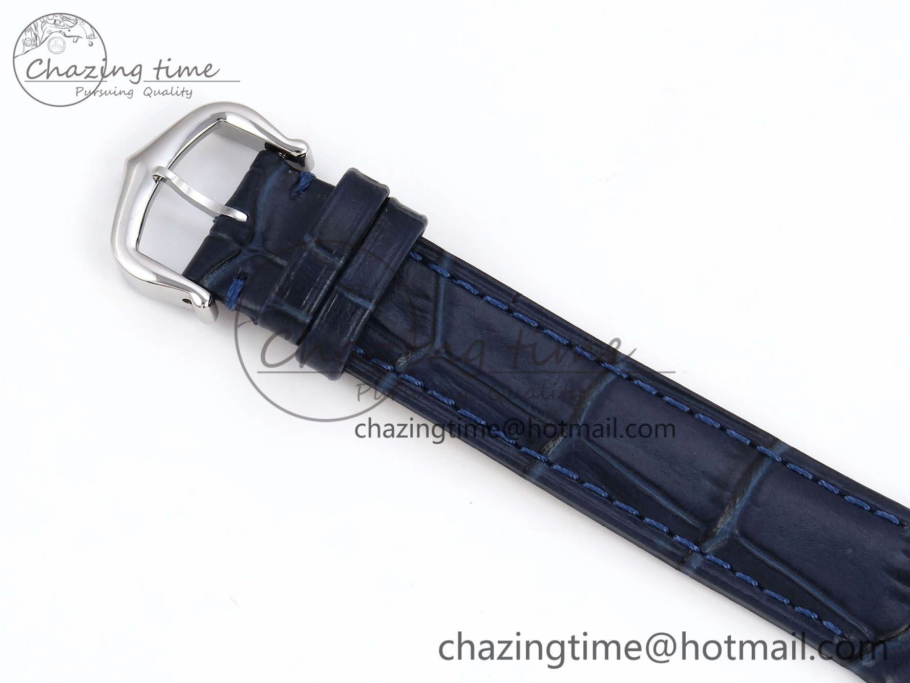 Santos Dumont 27.5mm SS RG AF 1:1 Best Edition Silver Dial on Blue Croco Strap A157