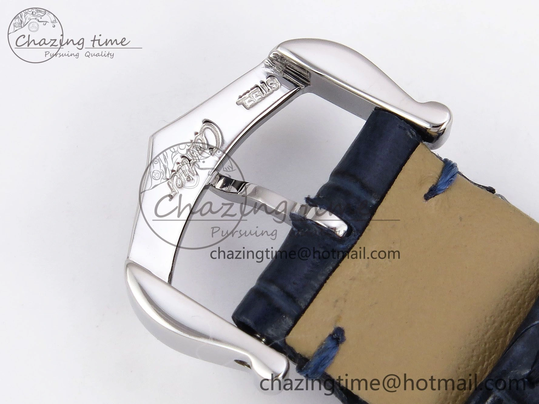 Santos Dumont 27.5mm SS RG AF 1:1 Best Edition Silver Dial on Blue Croco Strap A157