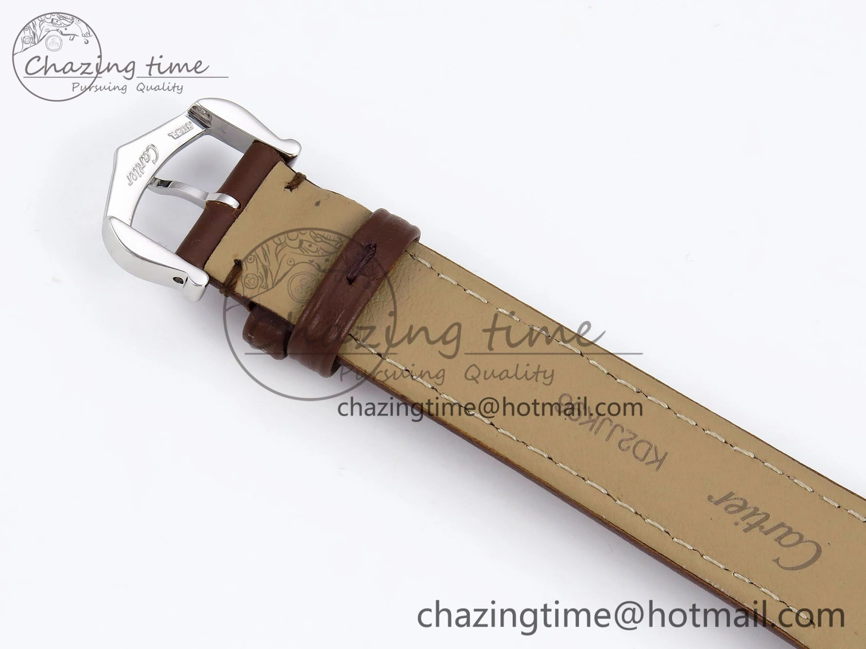 Santos Dumont 27.5mm SS RG AF 1:1 Best Edition Silver Dial on Brown Leather Strap A157
