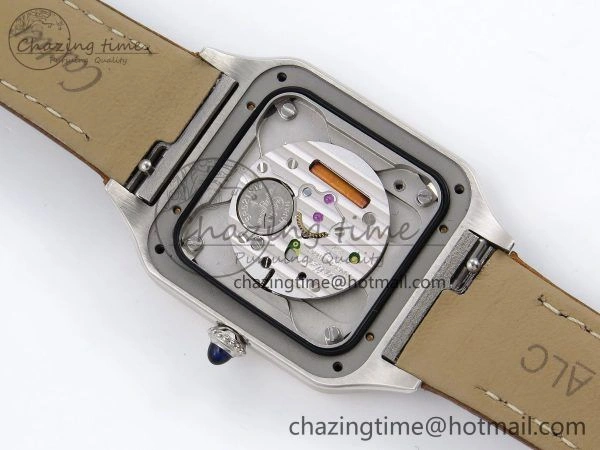 Santos Dumont 27.5mm SS RG AF 1:1 Best Edition Silver Dial on Brown Leather Strap A157