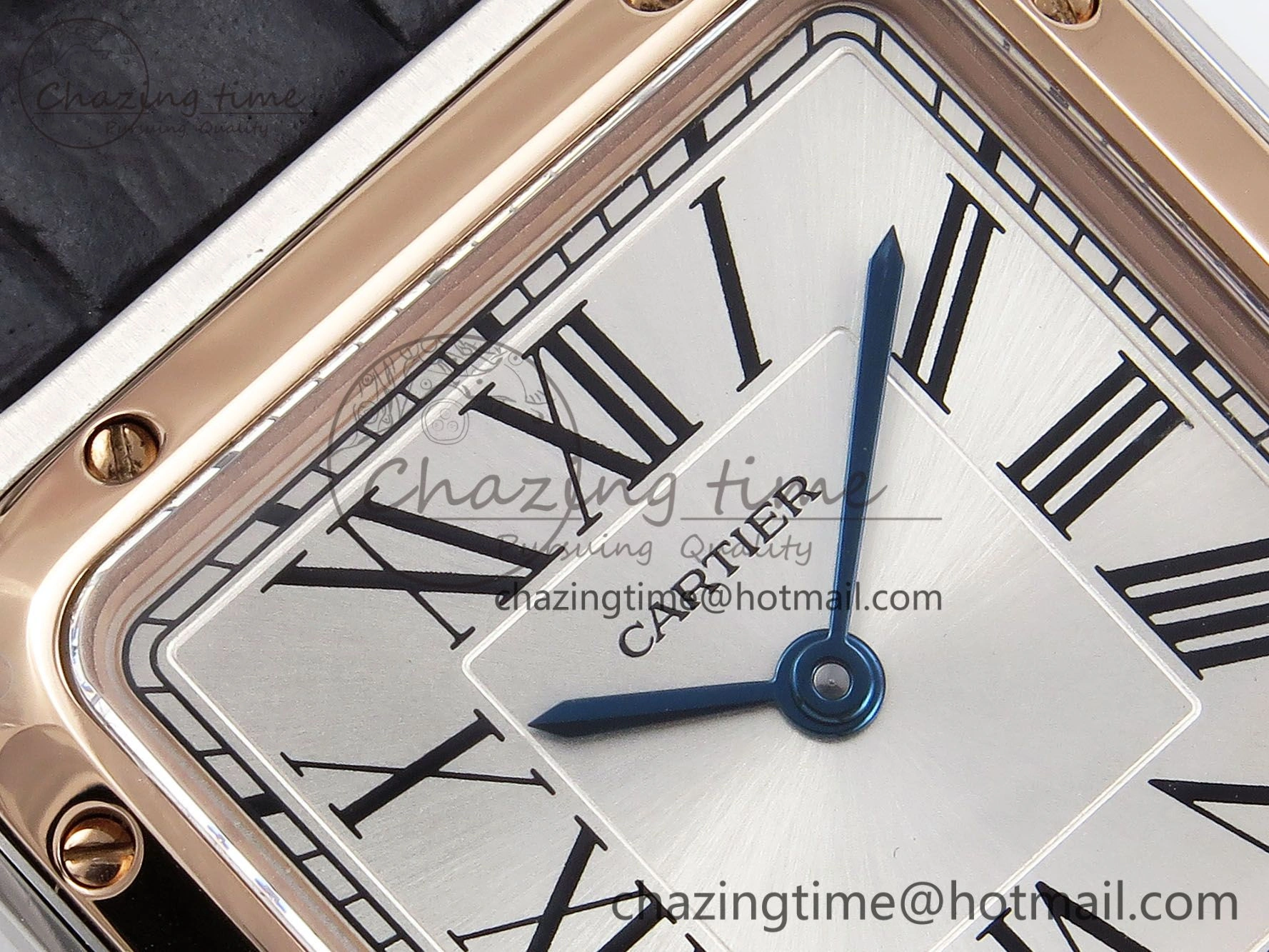 Santos Dumont 27.5mm SS RG AF 1:1 Best Edition Silver Dial on Gray Croco Strap A157