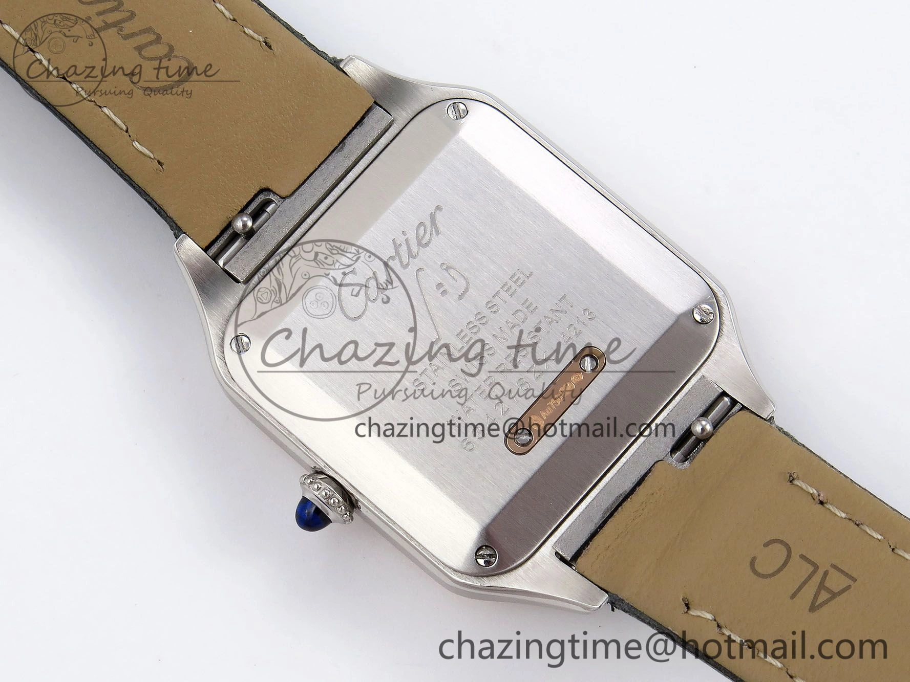 Santos Dumont 27.5mm SS RG AF 1:1 Best Edition Silver Dial on Gray Croco Strap A157