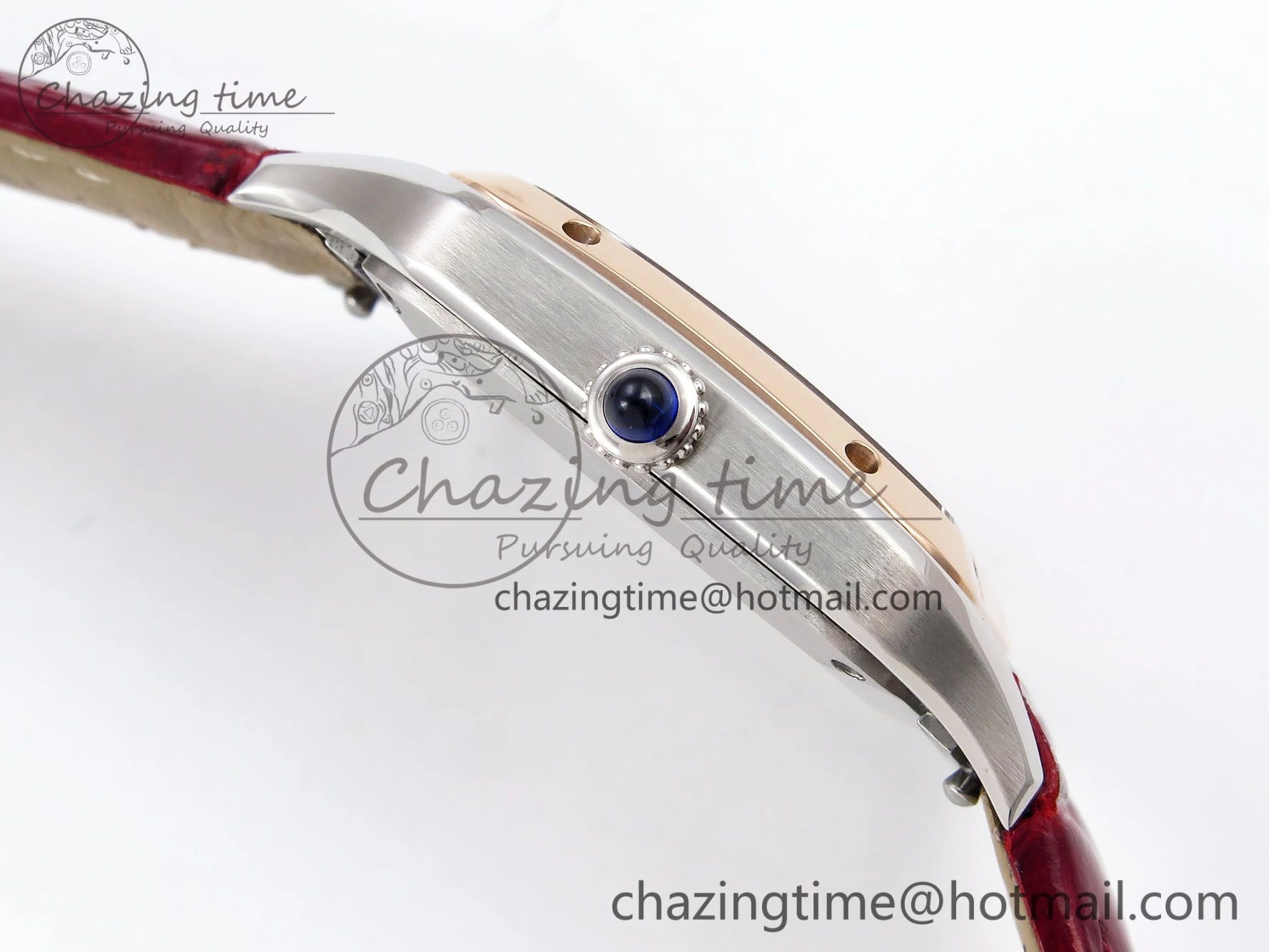 Santos Dumont 27.5mm SS RG AF 1:1 Best Edition Silver Dial on Red Croco Strap A157