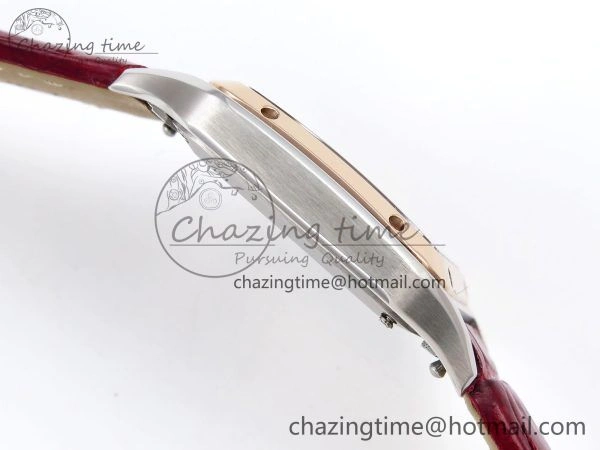 Santos Dumont 27.5mm SS RG AF 1:1 Best Edition Silver Dial on Red Croco Strap A157