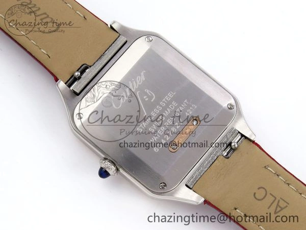 Santos Dumont 27.5mm SS RG AF 1:1 Best Edition Silver Dial on Red Croco Strap A157