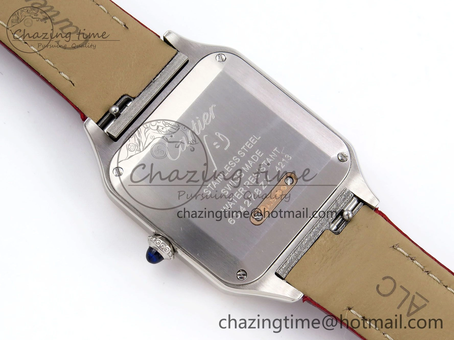 Santos Dumont 27.5mm SS RG AF 1:1 Best Edition Silver Dial on Red Croco Strap A157