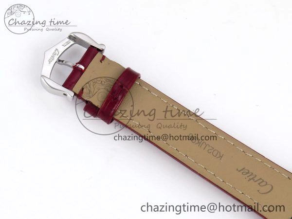 Santos Dumont 27.5mm SS RG AF 1:1 Best Edition Silver Dial on Red Croco Strap A157