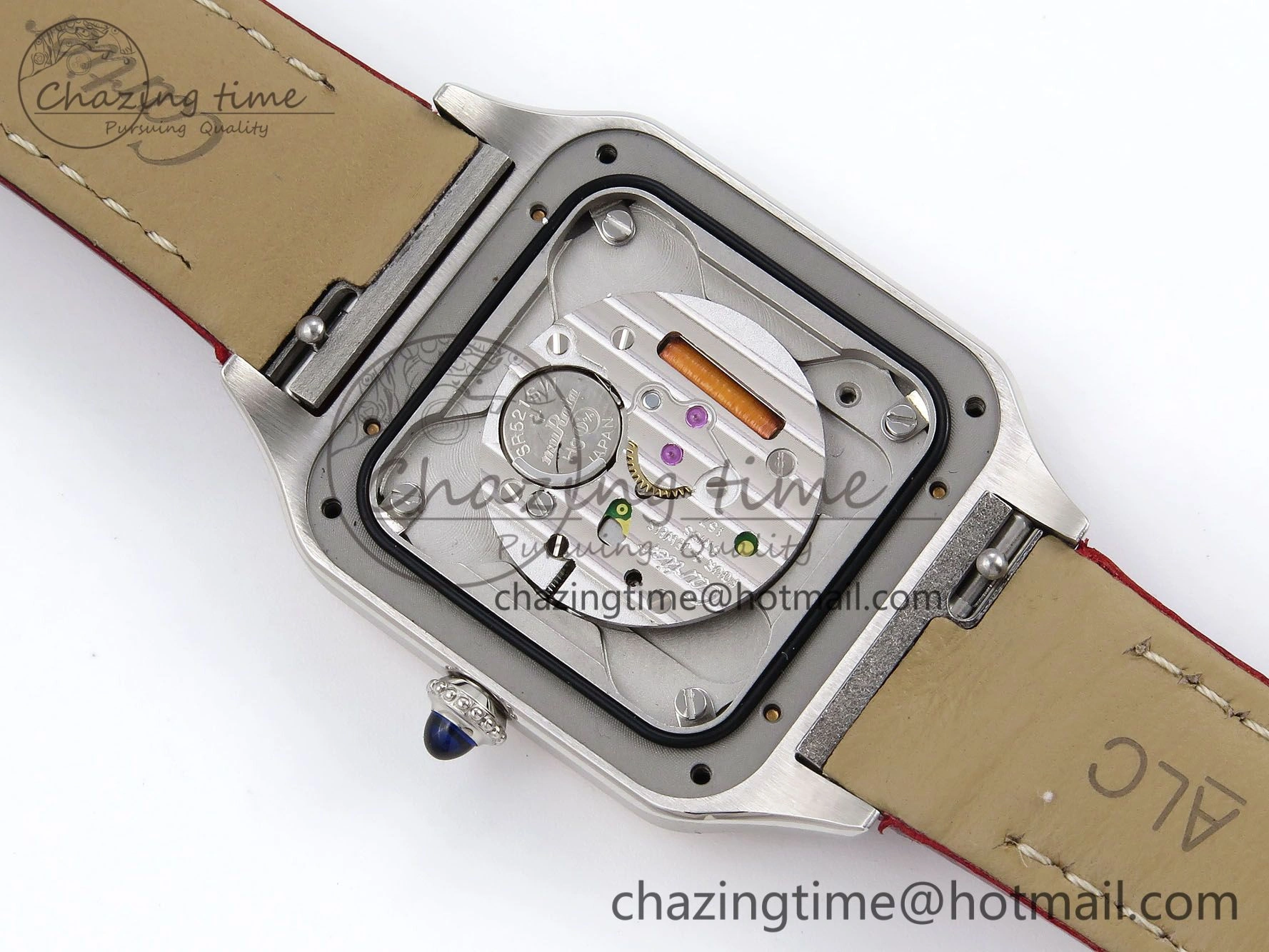 Santos Dumont 27.5mm SS RG AF 1:1 Best Edition Silver Dial on Red Croco Strap A157