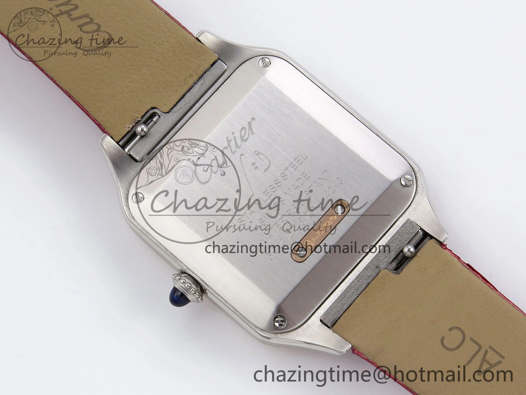 Santos Dumont 27.5mm SS RG AF 1:1 Best Edition Silver Dial on Red Fabric Strap A157
