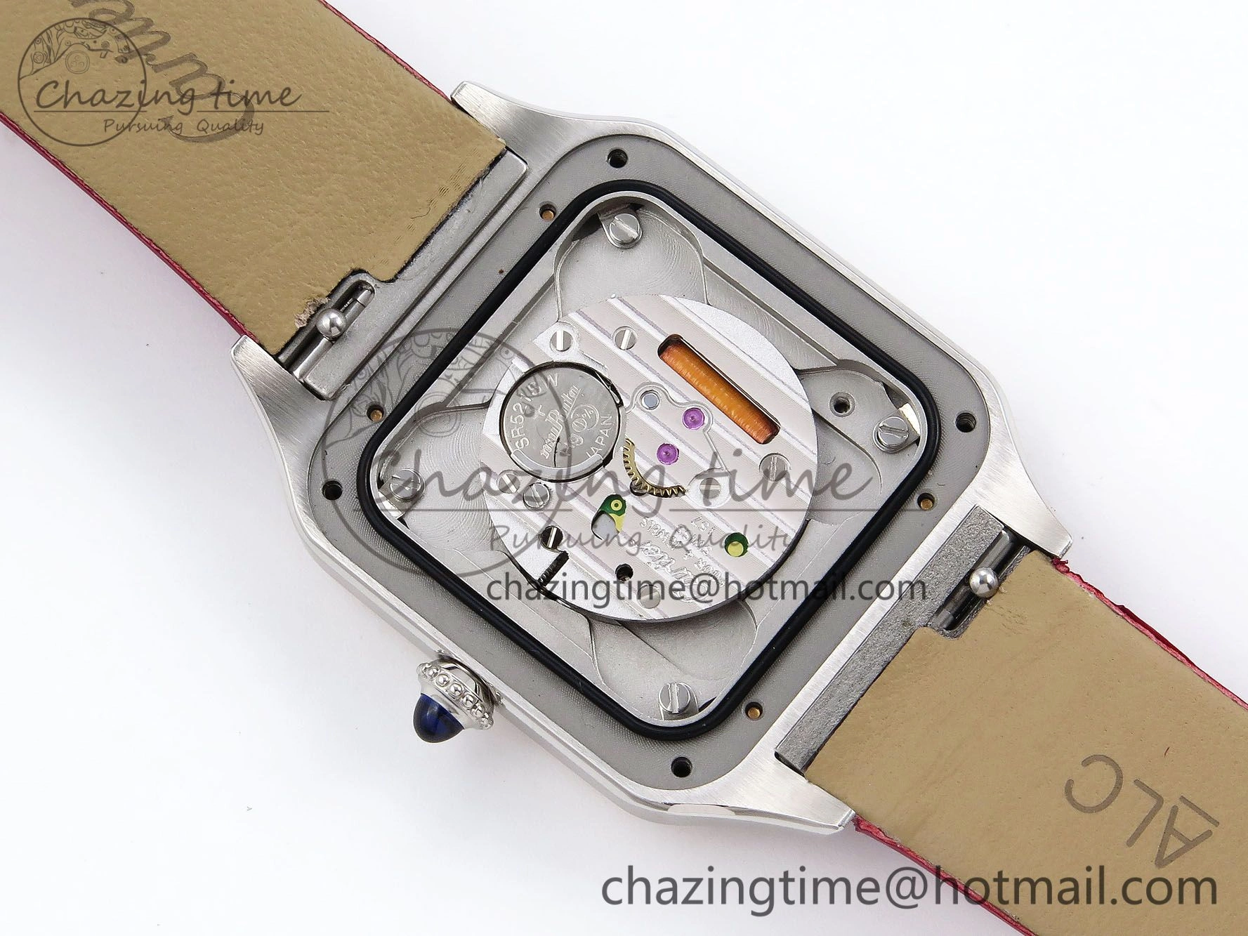 Santos Dumont 27.5mm SS RG AF 1:1 Best Edition Silver Dial on Red Fabric Strap A157
