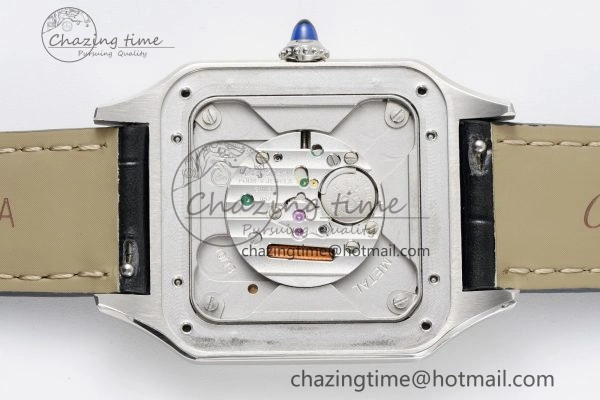 Santos Dumont 31.4mm IWSF Best Edition Silver Dial on Black Leather Strap Quartz