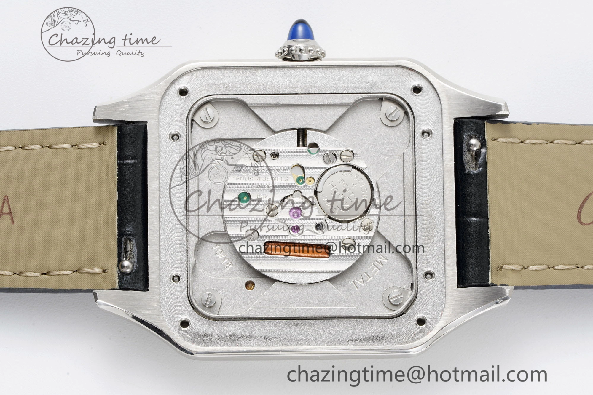 Santos Dumont 31.4mm IWSF Best Edition Silver Dial on Black Leather Strap Quartz