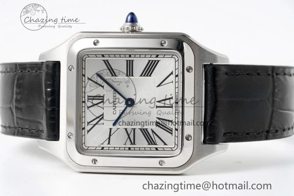 Santos Dumont 31.4mm IWSF Best Edition Silver Dial on Black Leather Strap Quartz