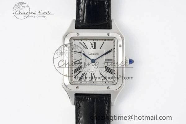 Santos Dumont 31.4mm IWSF Best Edition Silver Dial on Black Leather Strap Quartz