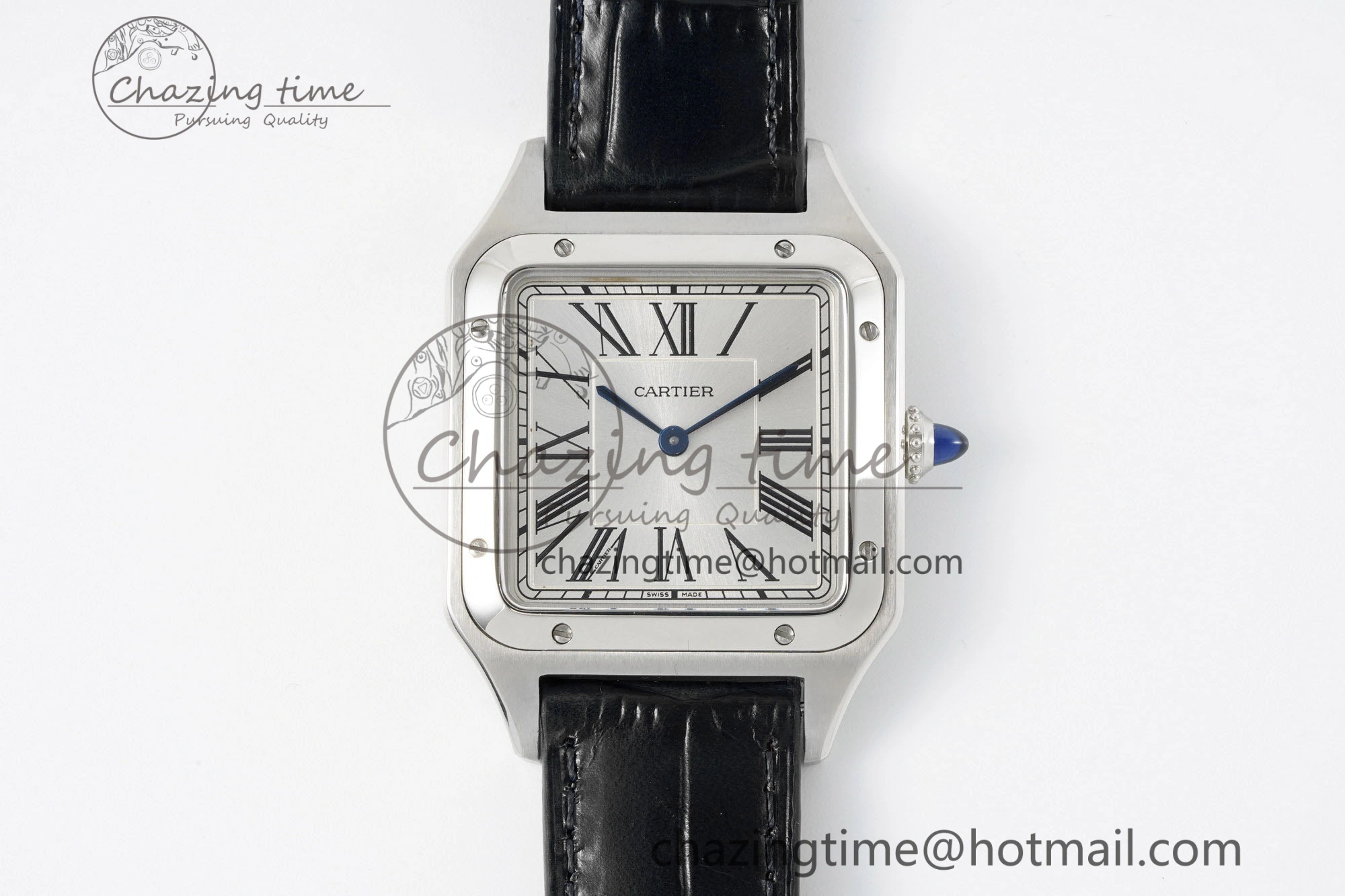 Santos Dumont 31.4mm IWSF Best Edition Silver Dial on Black Leather Strap Quartz