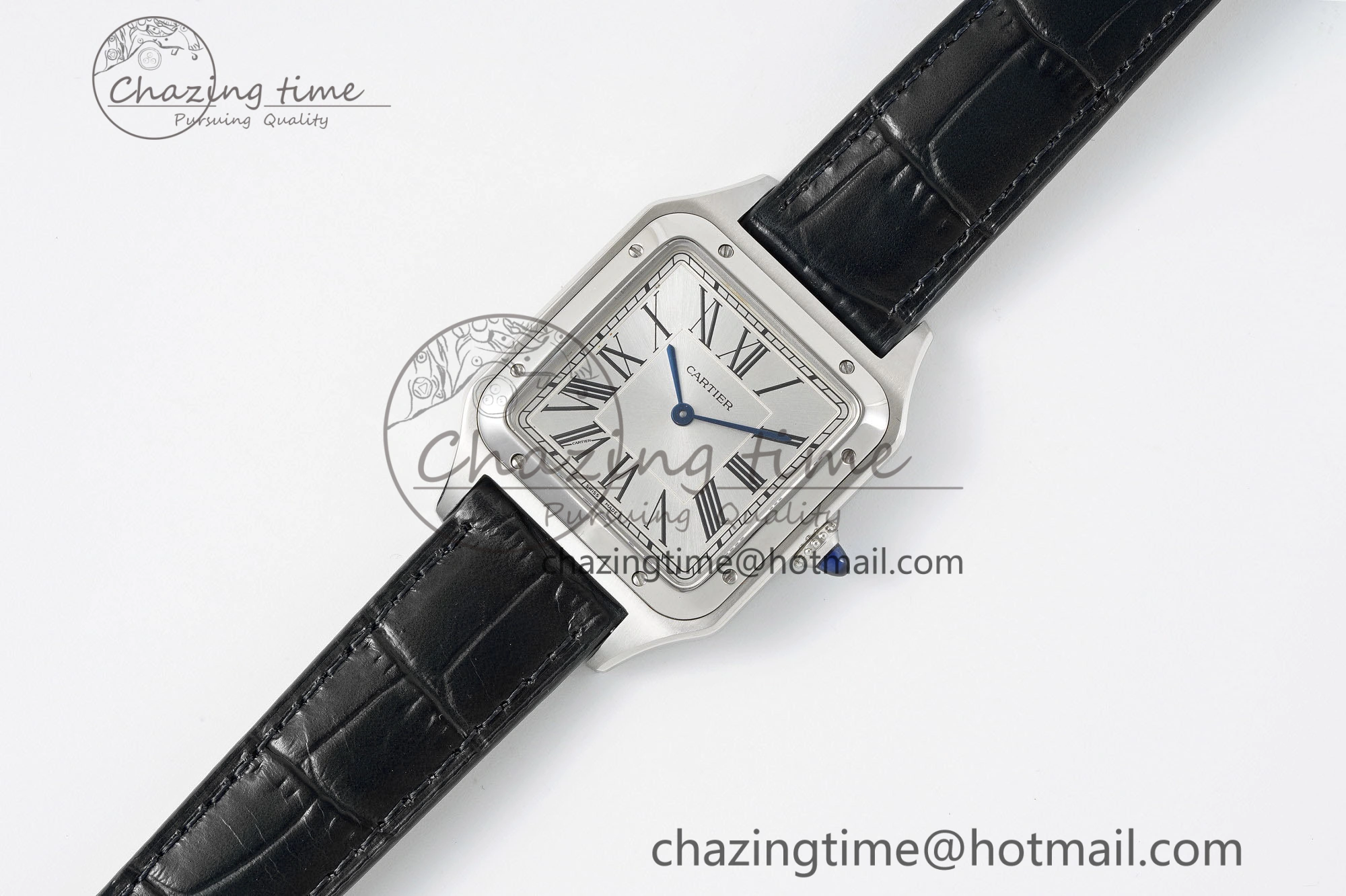 Santos Dumont 31.4mm IWSF Best Edition Silver Dial on Black Leather Strap Quartz