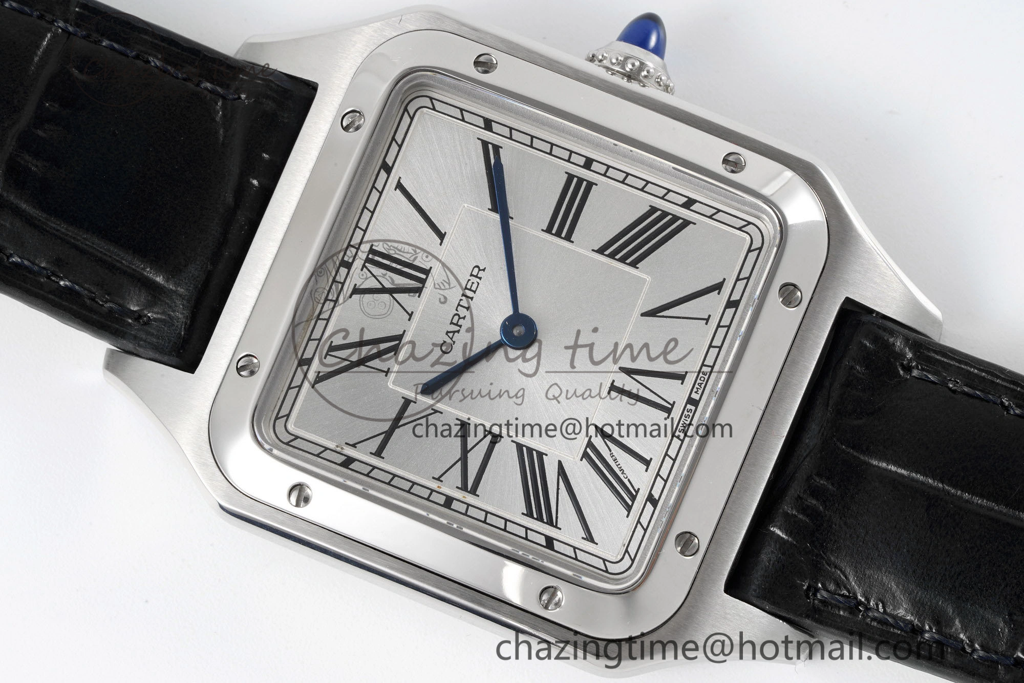 Santos Dumont 31.4mm IWSF Best Edition Silver Dial on Black Leather Strap Quartz