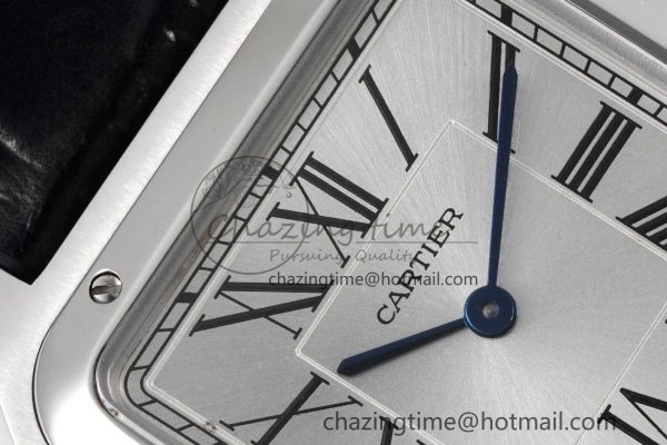 Santos Dumont 31.4mm IWSF Best Edition Silver Dial on Black Leather Strap Quartz