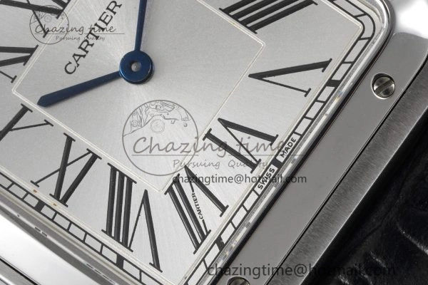 Santos Dumont 31.4mm IWSF Best Edition Silver Dial on Black Leather Strap Quartz