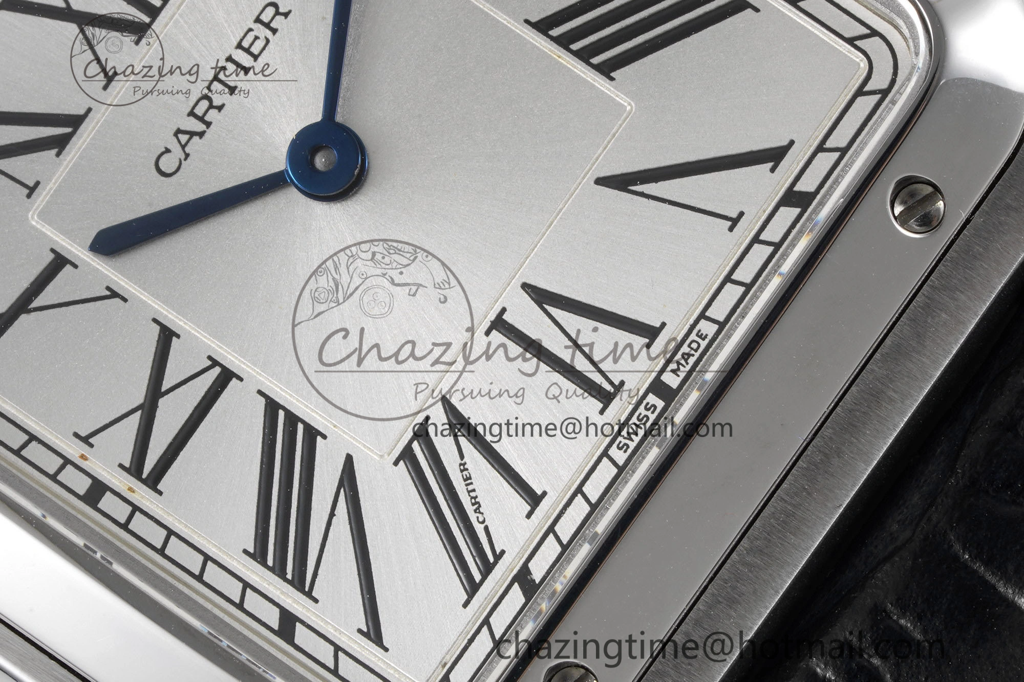 Santos Dumont 31.4mm IWSF Best Edition Silver Dial on Black Leather Strap Quartz
