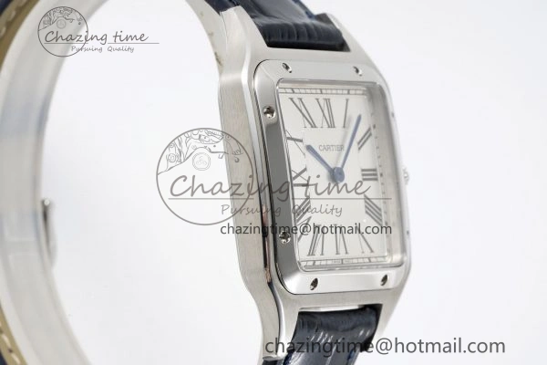 Santos Dumont 31.4mm IWSF Best Edition Silver Dial on Blue Leather Strap Quartz